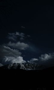 Preview wallpaper mountains, night, clouds, peaks