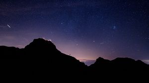 Preview wallpaper mountains, night, dark, starry sky, stars