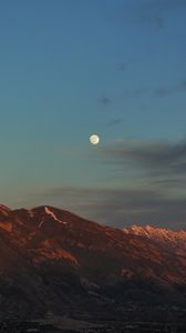 Preview wallpaper mountains, night, full moon, clouds, nature