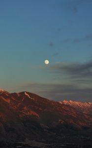 Preview wallpaper mountains, night, full moon, clouds, nature