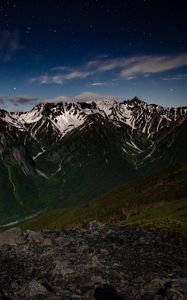 Preview wallpaper mountains, night, landscape, peaks, starry sky