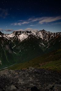 Preview wallpaper mountains, night, landscape, peaks, starry sky