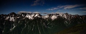 Preview wallpaper mountains, night, landscape, peaks, starry sky