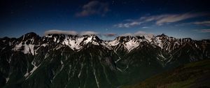 Preview wallpaper mountains, night, landscape, peaks, starry sky