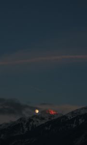 Preview wallpaper mountains, night, moon, full moon, peak