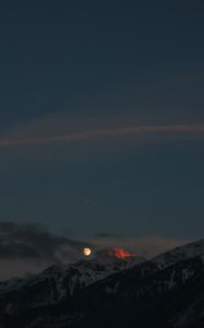 Preview wallpaper mountains, night, moon, full moon, peak