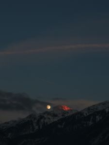 Preview wallpaper mountains, night, moon, full moon, peak