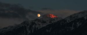 Preview wallpaper mountains, night, moon, full moon, peak