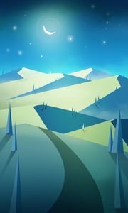 Preview wallpaper mountains, night, moon, stars, art, landscape