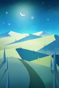 Preview wallpaper mountains, night, moon, stars, art, landscape