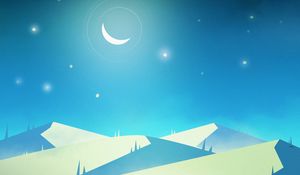 Preview wallpaper mountains, night, moon, stars, art, landscape