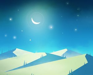 Preview wallpaper mountains, night, moon, stars, art, landscape