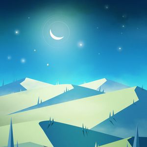 Preview wallpaper mountains, night, moon, stars, art, landscape