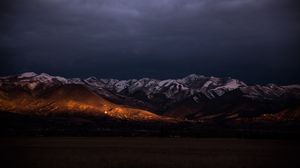 Preview wallpaper mountains, night, peaks, snowy