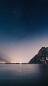 Preview wallpaper mountains, night, sea