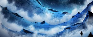 Preview wallpaper mountains, night, silhouette, moon, moonlight