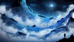 Preview wallpaper mountains, night, silhouette, moon, moonlight