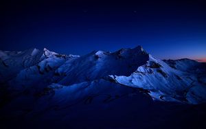 Preview wallpaper mountains, night, sky, road, bends, darkness