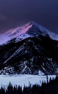 Preview wallpaper mountains, night, snow, vertex