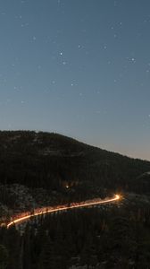 Preview wallpaper mountains, night, starry sky, stars, sky, top view