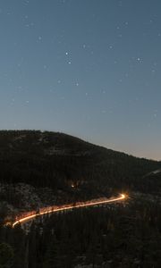 Preview wallpaper mountains, night, starry sky, stars, sky, top view