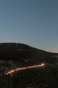 Preview wallpaper mountains, night, starry sky, stars, sky, top view