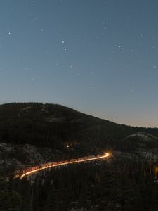 Preview wallpaper mountains, night, starry sky, stars, sky, top view