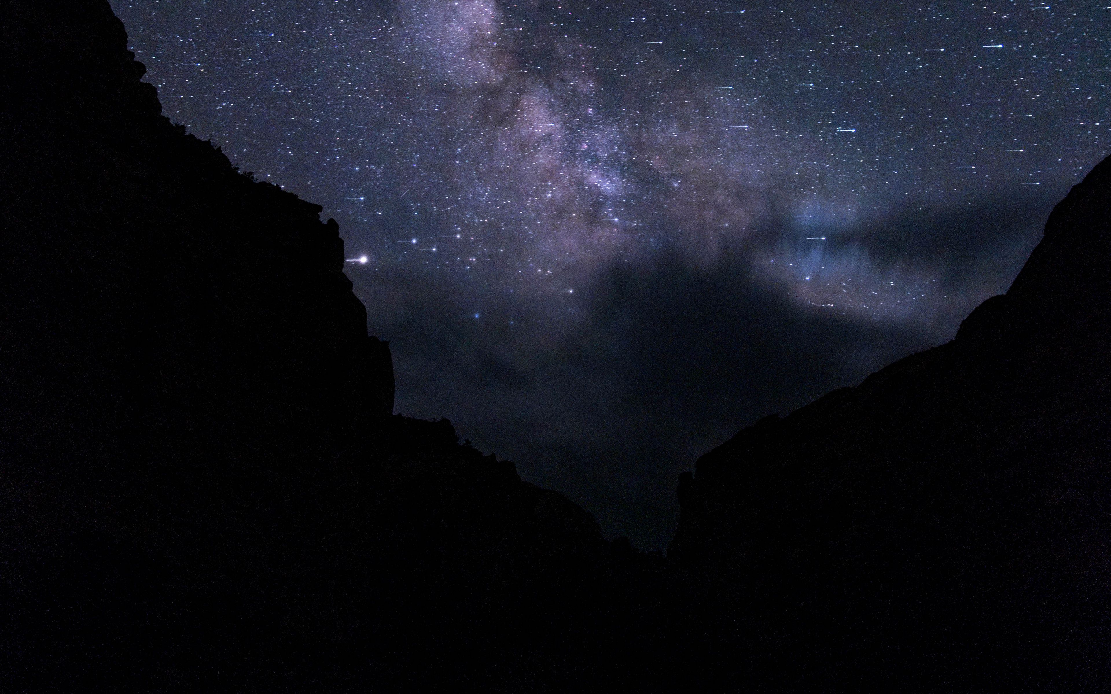 Download wallpaper 3840x2400 mountains, night, starry sky, dark ...