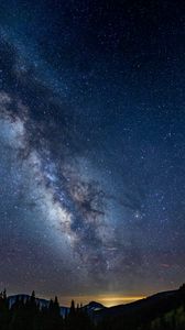 Preview wallpaper mountains, night, starry sky, milky way, landscape, dark