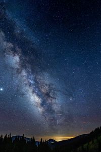 Preview wallpaper mountains, night, starry sky, milky way, landscape, dark