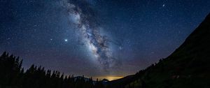 Preview wallpaper mountains, night, starry sky, milky way, landscape, dark