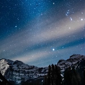 Preview wallpaper mountains, night, starry sky, stars, dark