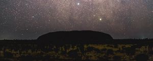 Preview wallpaper mountains, night, stars, starry sky, nebula