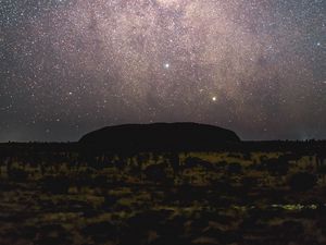 Preview wallpaper mountains, night, stars, starry sky, nebula