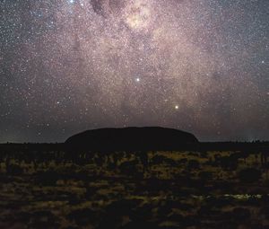 Preview wallpaper mountains, night, stars, starry sky, nebula