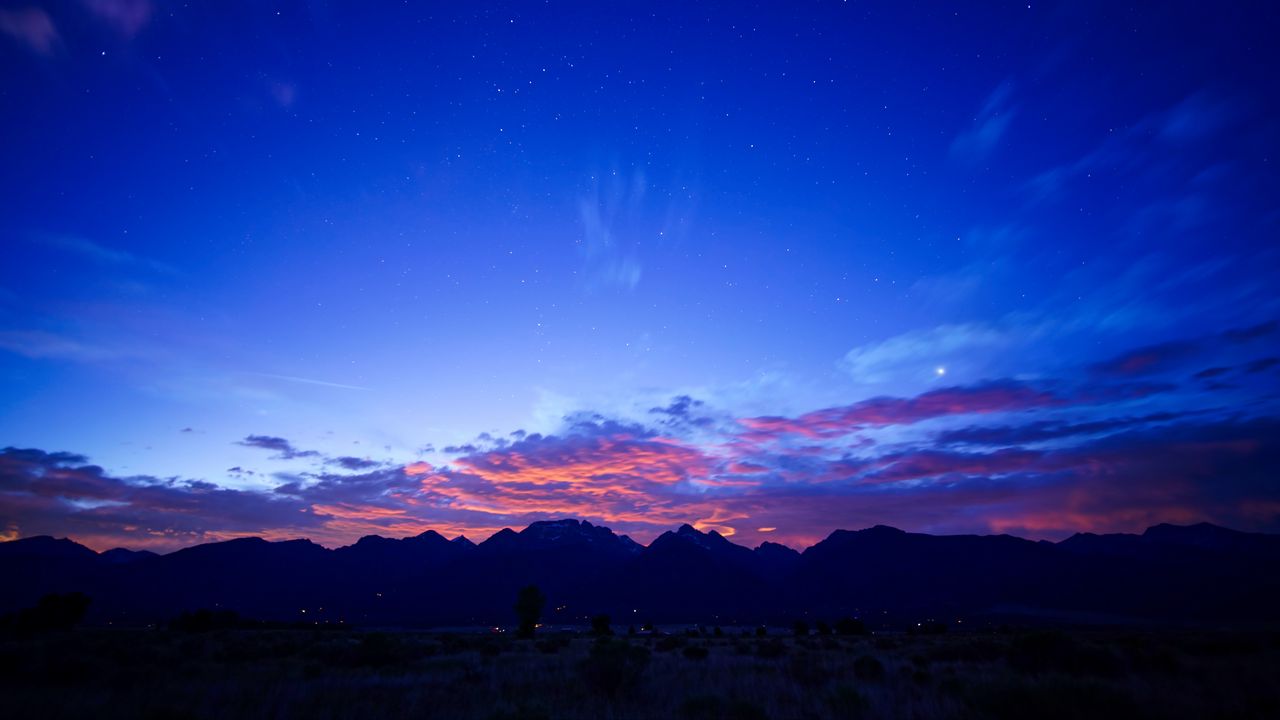 Wallpaper mountains, night, valley, nature, sky
