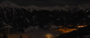 Preview wallpaper mountains, night, village, light, salzburg, austria