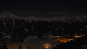 Preview wallpaper mountains, night, village, light, salzburg, austria