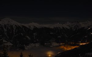Preview wallpaper mountains, night, village, light, salzburg, austria