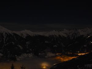 Preview wallpaper mountains, night, village, light, salzburg, austria