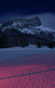 Preview wallpaper mountains, night, winter, snow, landscape, france
