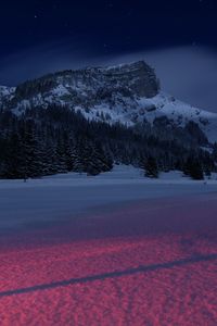 Preview wallpaper mountains, night, winter, snow, landscape, france