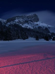 Preview wallpaper mountains, night, winter, snow, landscape, france