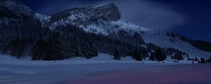Preview wallpaper mountains, night, winter, snow, landscape, france