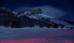 Preview wallpaper mountains, night, winter, snow, landscape, france