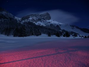 Preview wallpaper mountains, night, winter, snow, landscape, france