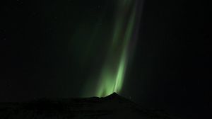 Preview wallpaper mountains, northern lights, starry sky, night