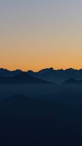 Preview wallpaper mountains, outlines, sunset, peaks, sky