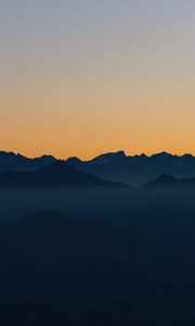 Preview wallpaper mountains, outlines, sunset, peaks, sky