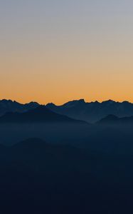 Preview wallpaper mountains, outlines, sunset, peaks, sky